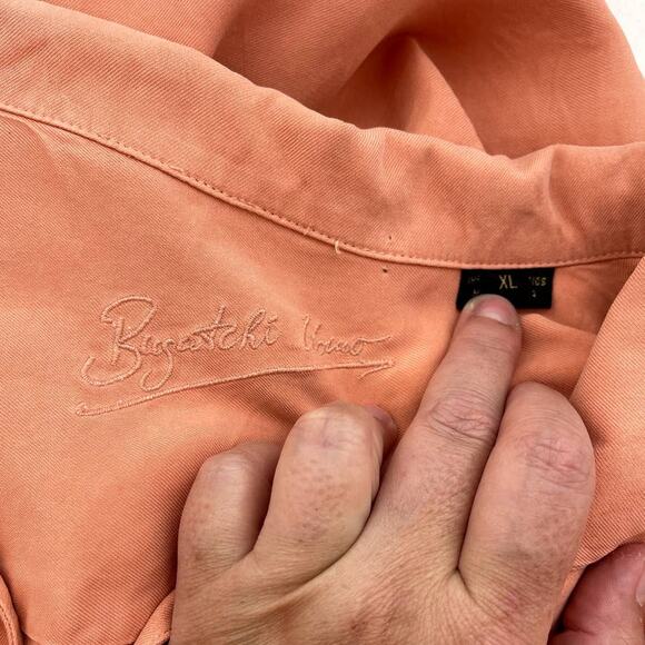 Bugatchi Uomo Short Sleeve Button Up Front Coral Mens XLarge - Picture 5 of 7